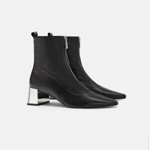 Zara Zip Up Leather Ankle Boots EUR 37